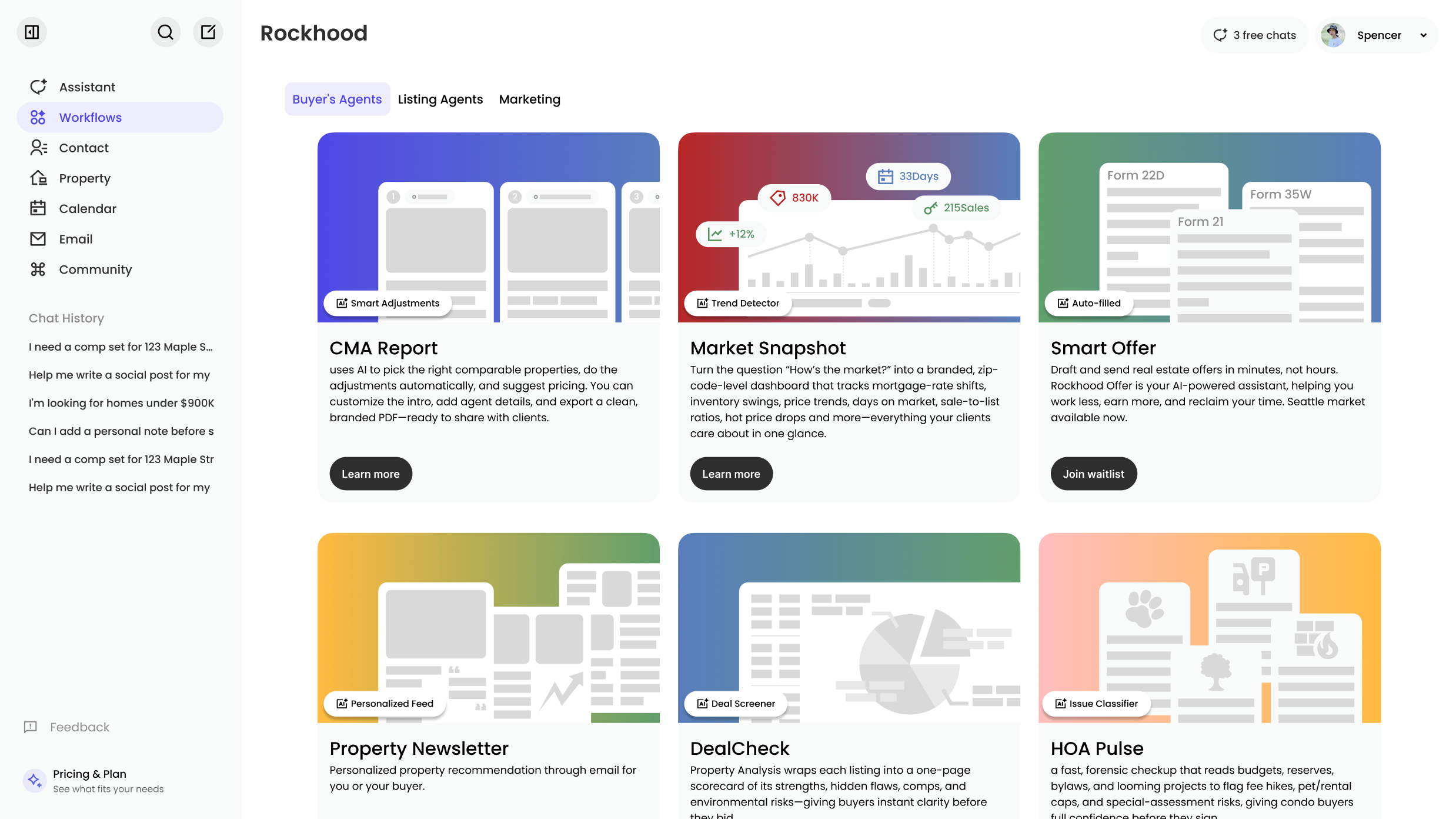 Rockhood Workflow Interface - Complete AI-powered real estate workflow demonstration